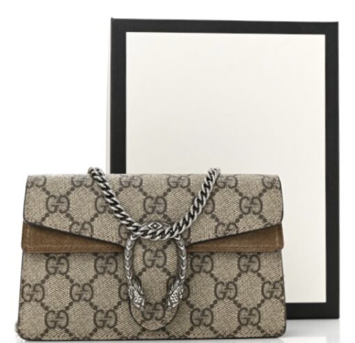 GUCCI GG Supreme Monogram Super Mini Dionysus Bag in Taupe