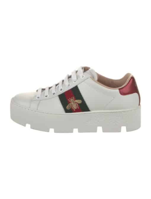 Gucci Leather Embroidered Accent Sneakers Women's (Size: 36) - Image 3