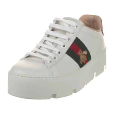 Gucci Leather Embroidered Accent Sneakers Women's (Size: 36)