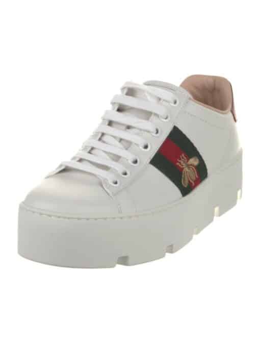 Gucci Leather Embroidered Accent Sneakers Women's (Size: 36)