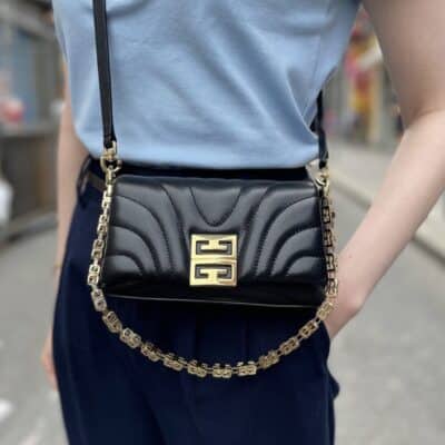 GIVENCHY Calfskin Quilted Micro 4G Soft Bag Black.