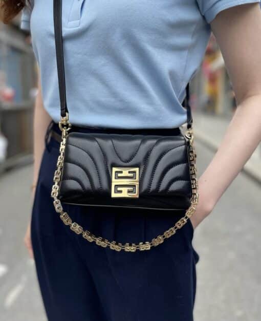 GIVENCHY Calfskin Quilted Micro 4G Soft Bag Black.
