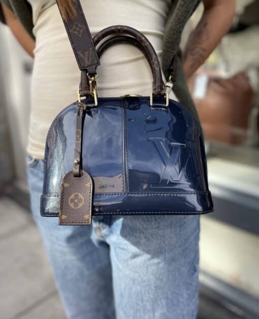 Louis Vuitton Patent Leather Monogram Alma BB Marine.