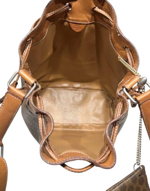 Celine Brown Macadam Drawstring Bucket Shoulder Bag - Image 3