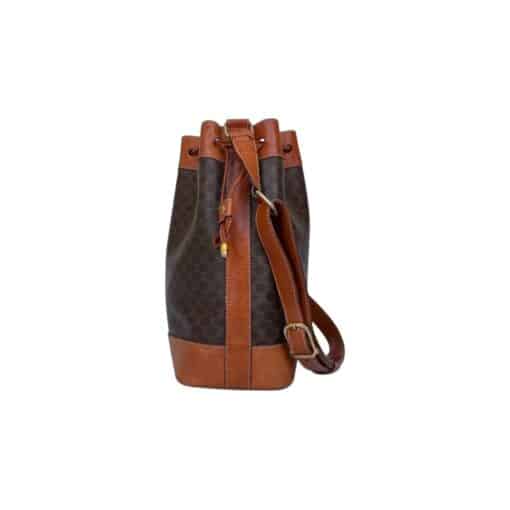 Celine Brown Macadam Drawstring Bucket Shoulder Bag - Image 7