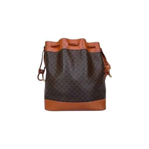 Celine Brown Macadam Drawstring Bucket Shoulder Bag - Image 9