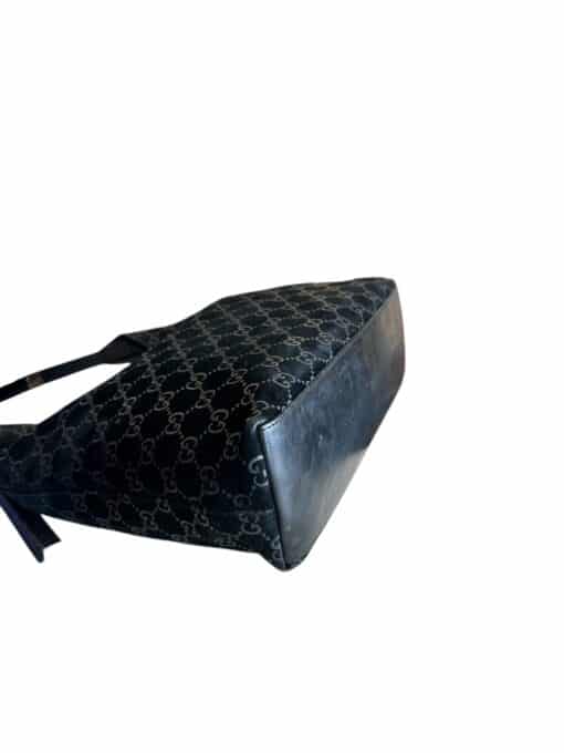 Gucci Vintage Black GG Suede Monogram Hobo Shoulder Bag - Image 9