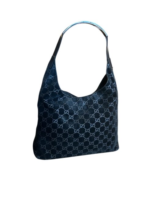 Gucci Vintage Black GG Suede Monogram Hobo Shoulder Bag - Image 10