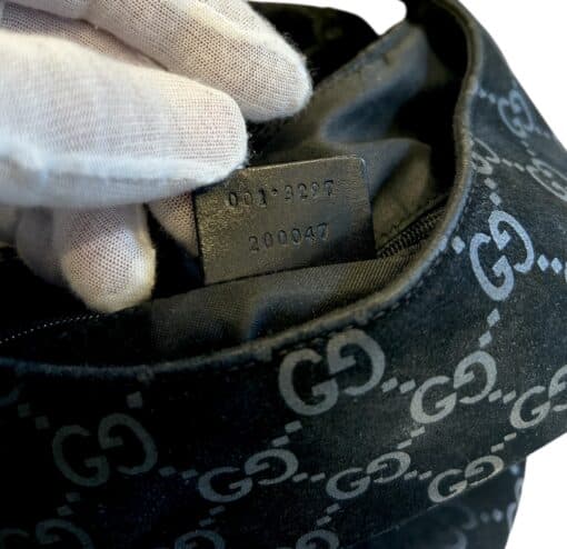Gucci Vintage Black GG Suede Monogram Hobo Shoulder Bag - Image 15