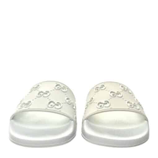 GUCCI Rubber GG Monogram Perforated Woman's Slide Sandals in White (Size 38) - Image 3