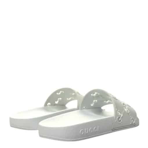 GUCCI Rubber GG Monogram Perforated Woman's Slide Sandals in White (Size 38) - Image 5