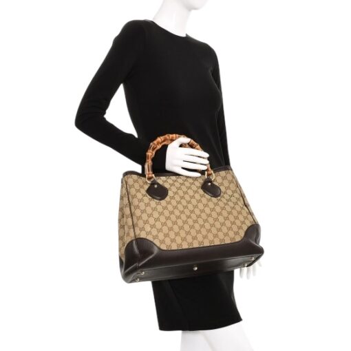 GUCCI Monogram Medium Diana Bamboo Top Handle Tote Dark Brown. - Image 9