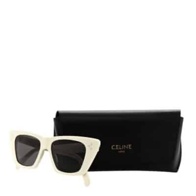CELINE Acetate Cat Eye Ladies Sunglasses White.