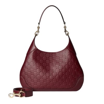 GUCCI B Medium Shoulder bag Ancora Red GG Embosse