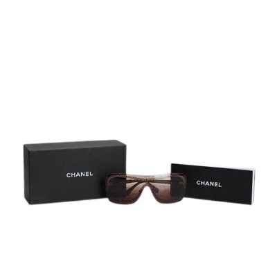 CHANEL Rimless Shield Ladies Sunglasses Gradient Tortoise