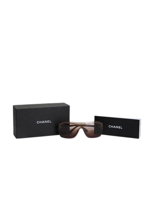 CHANEL Rimless Shield Ladies Sunglasses Gradient Tortoise