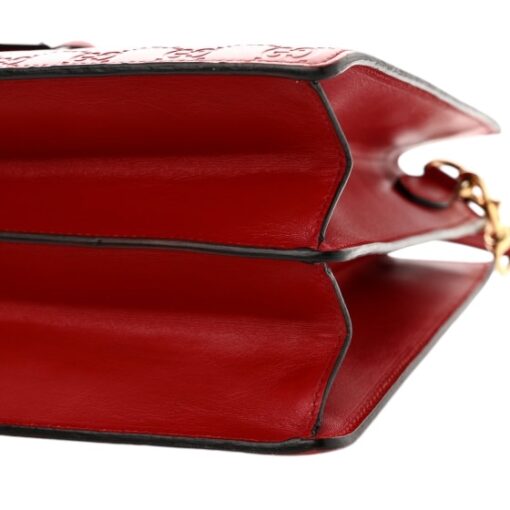 GUCCI Guccissima Signature Padlock Double Handle Bag Hibiscus Red - Image 2
