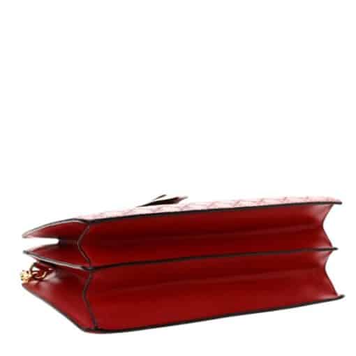 GUCCI Guccissima Signature Padlock Double Handle Bag Hibiscus Red - Image 9