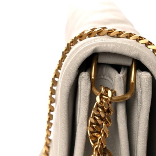 SAINT LAURENT Quilted Leather Becky Chain in Beige - Image 9