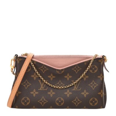 Louis Vuitton Monogram Pallas Clutch Rose Poudre shoulder Crossbody Bag
