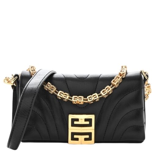 GIVENCHY Calfskin Quilted Micro 4G Soft Bag Black. - Image 9