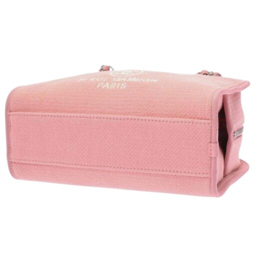 CHANEL Canvas Deauville Small Bowling Bag Pink - Image 7