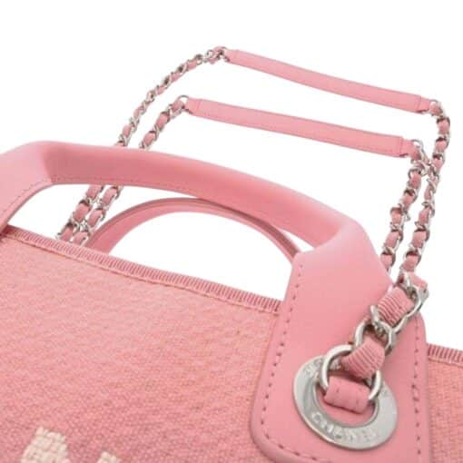 CHANEL Canvas Deauville Small Bowling Bag Pink - Image 5