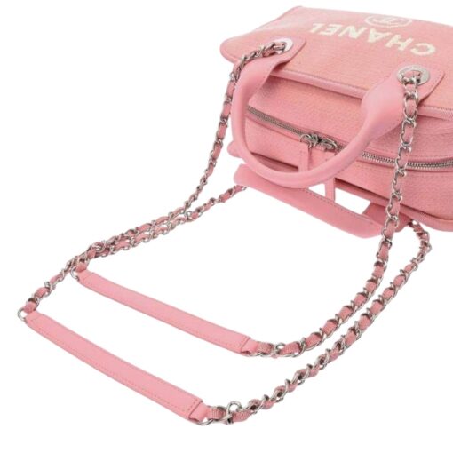 CHANEL Canvas Deauville Small Bowling Bag Pink - Image 4
