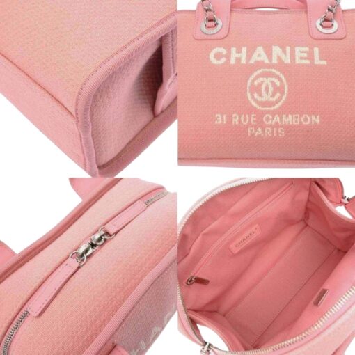 CHANEL Canvas Deauville Small Bowling Bag Pink - Image 2