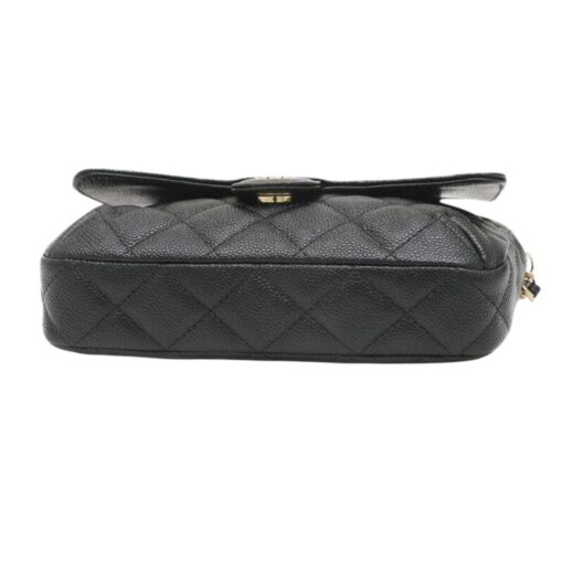 Chanel Black Quilted Caviar bag with Chain and Foldable Tote Bag Pale Gold Hardware - Image 6