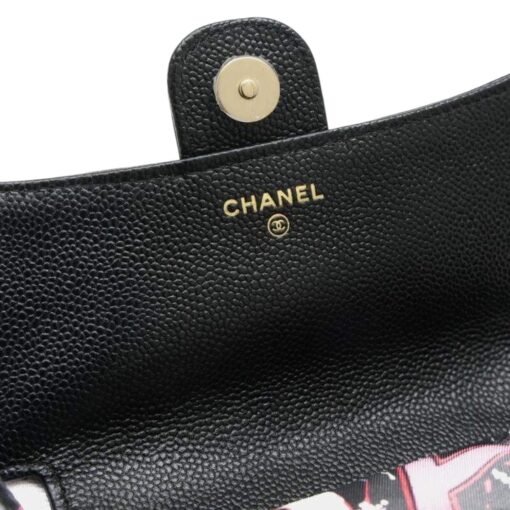 Chanel Black Quilted Caviar bag with Chain and Foldable Tote Bag Pale Gold Hardware - Image 7