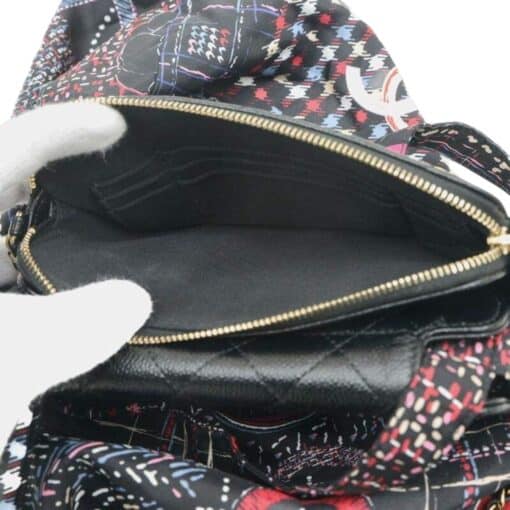 Chanel Black Quilted Caviar bag with Chain and Foldable Tote Bag Pale Gold Hardware - Image 9