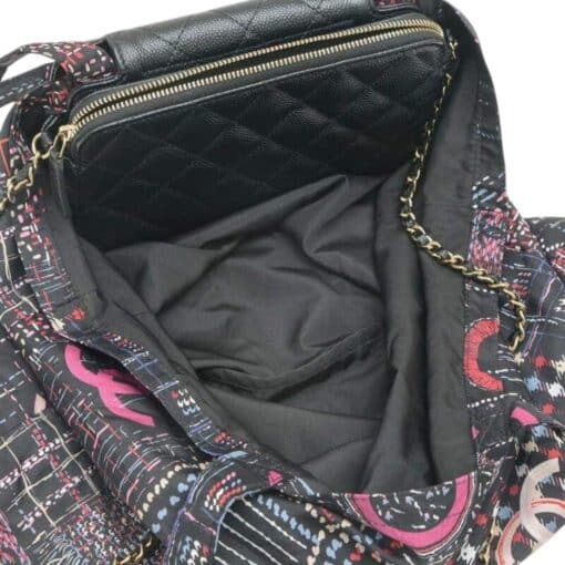 Chanel Black Quilted Caviar bag with Chain and Foldable Tote Bag Pale Gold Hardware - Image 10
