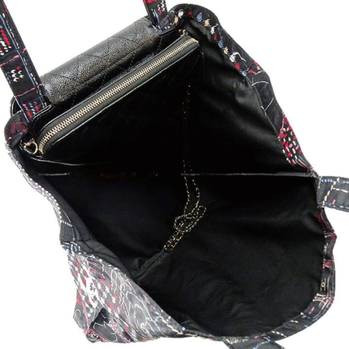 Chanel Black Quilted Caviar bag with Chain and Foldable Tote Bag Pale Gold Hardware - Image 15