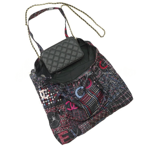 Chanel Black Quilted Caviar bag with Chain and Foldable Tote Bag Pale Gold Hardware - Image 16