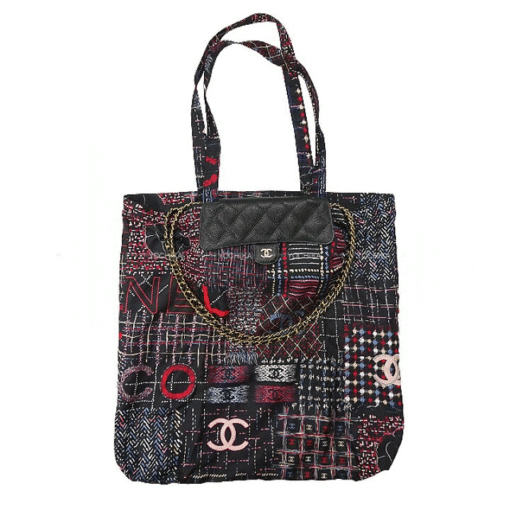 Chanel Black Quilted Caviar bag with Chain and Foldable Tote Bag Pale Gold Hardware - Image 17