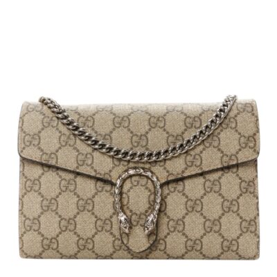 GUCCI GG Supreme Monogram Dionysus Wallet on chain in Vulcanic Red
