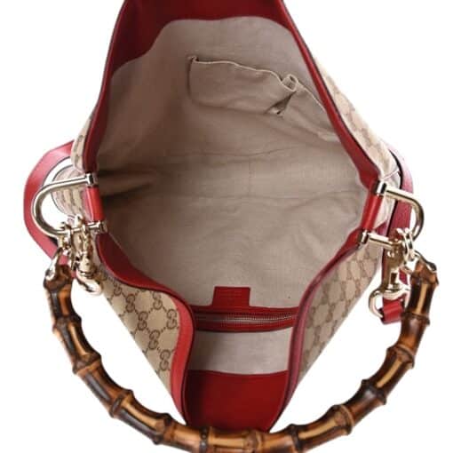 GUCCI Monogram Medium Diana Bamboo Shoulder Bag Red - Image 7