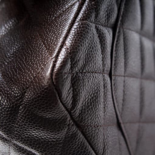 Chanel Dark Brown Quilted Caviar Jumbo Classic Single Flap Bag Silver Hardware - Image 2