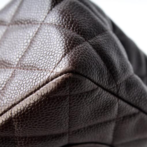 Chanel Dark Brown Quilted Caviar Jumbo Classic Single Flap Bag Silver Hardware - Image 4