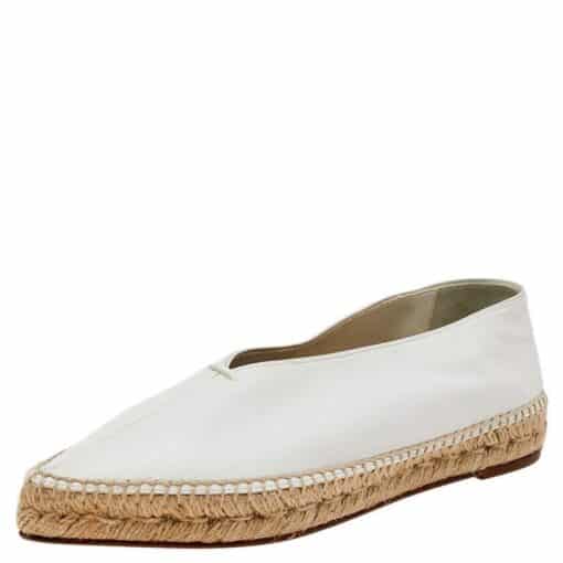 Celine White Leather Babouche Pointed Toe Espadrilles (Size 38) - Image 2