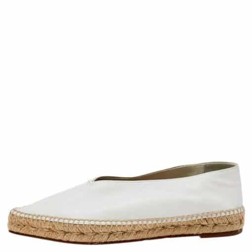 Celine White Leather Babouche Pointed Toe Espadrilles (Size 38) - Image 3