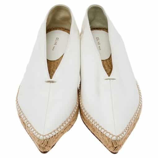 Celine White Leather Babouche Pointed Toe Espadrilles (Size 38) - Image 4