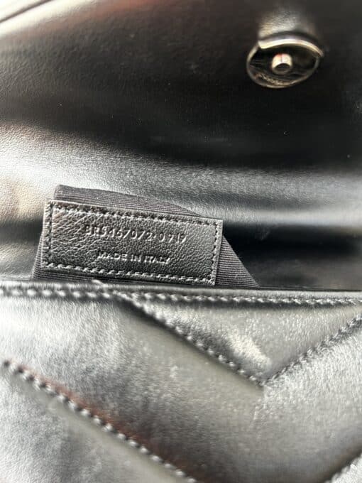 SAINT LAURENT Calfskin Y Quilted Monogram Toy Loulou Crossbody Bag Black - Image 5