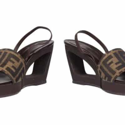 Fendi Zucca Logo Wedge Sandals (Size 35)