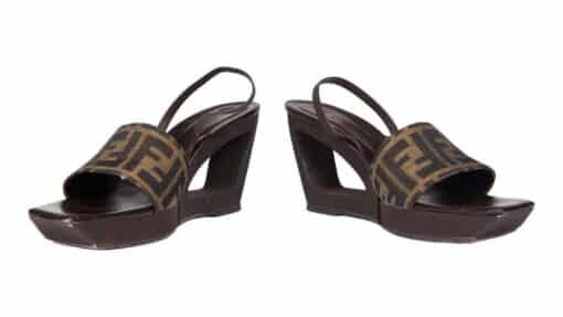Fendi Zucca Logo Wedge Sandals (Size 35)