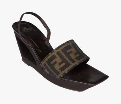 Fendi Zucca Logo Wedge Sandals (Size 35) - Image 4