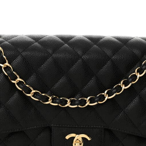 CHANEL Caviar Quilted Jumbo Double Flap Black - Image 4