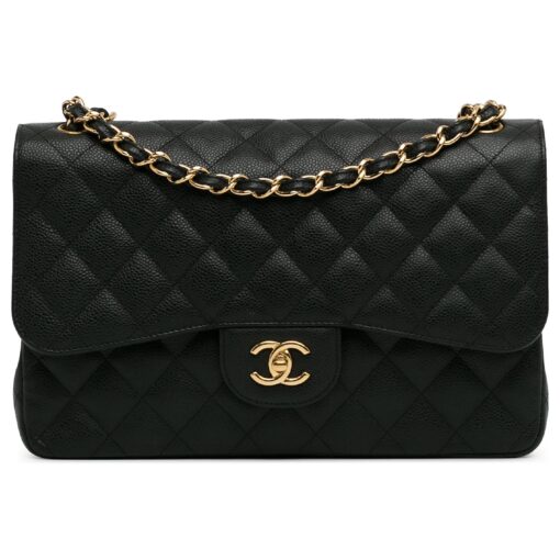 CHANEL Caviar Quilted Jumbo Double Flap Black - Image 8