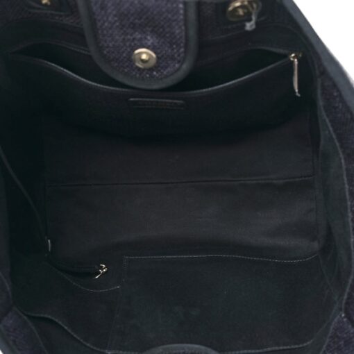 CHANEL Woven Straw Raffia Medium Deauville Tote Black. - Image 3